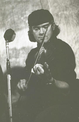 Andy Dickson playing fiddle [negative] / Joe Dowdall