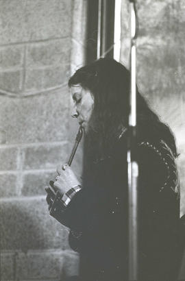 Liz King playing whistle [negative] / Joe Dowdall